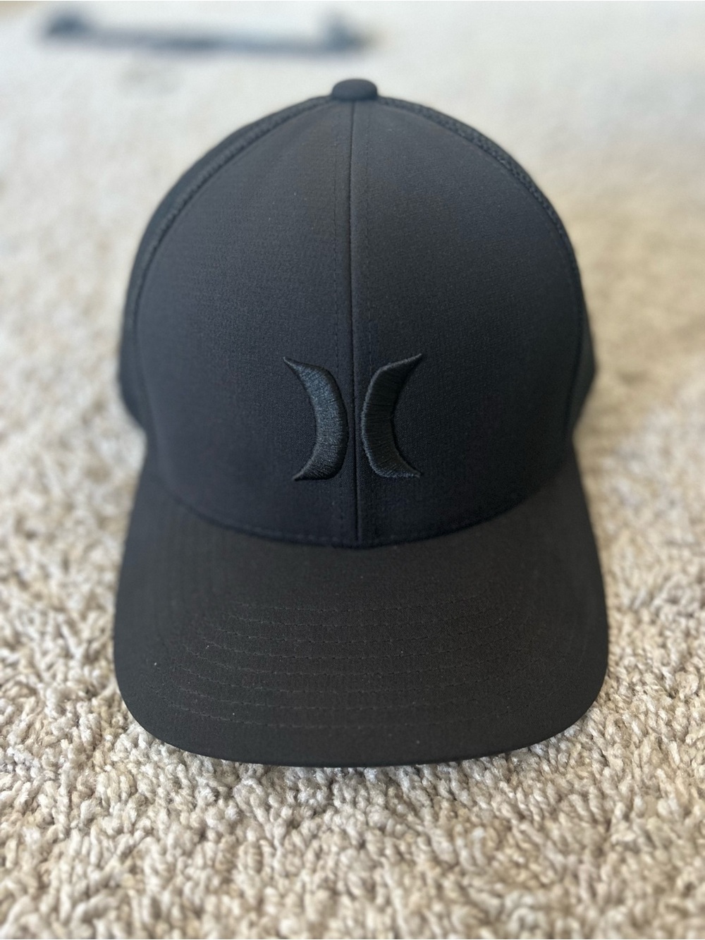 Hurley Black Embroidered Logo Structured Curved Cap